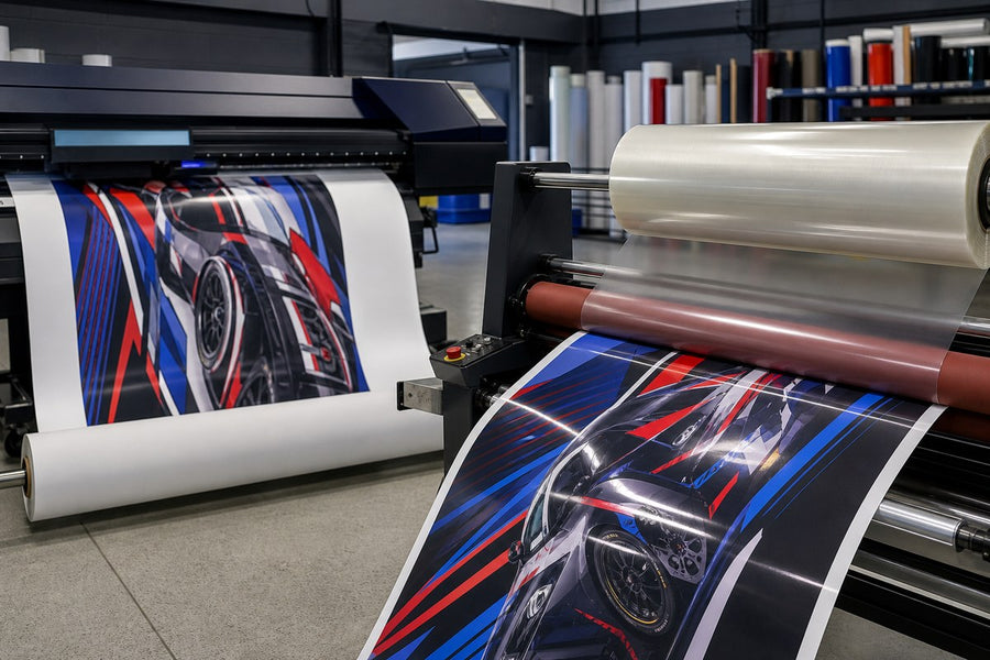 APV80 printable vinyl and VPF100 clear overlaminate in a vehicle graphics workflow