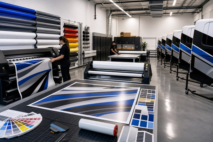 Standardized print shop workflow producing consistent fleet graphics