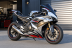 MXPC100 silver chrome graphics on custom motorcycle