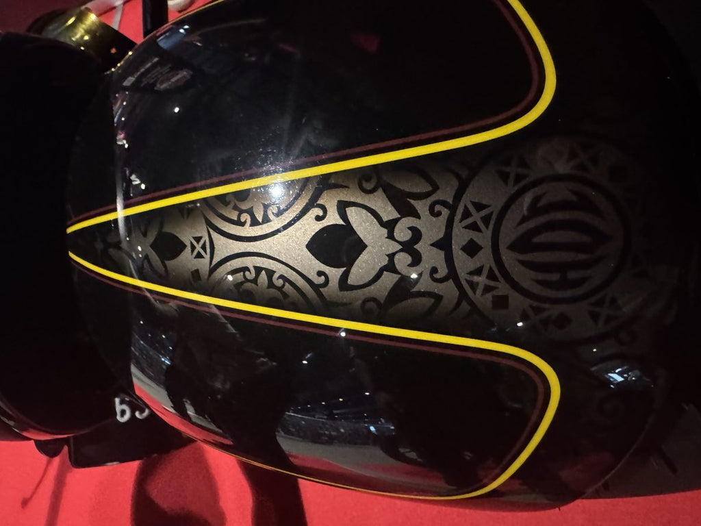 MAXDECAL XTREME printed motorcycle tank ornament under clear laminate