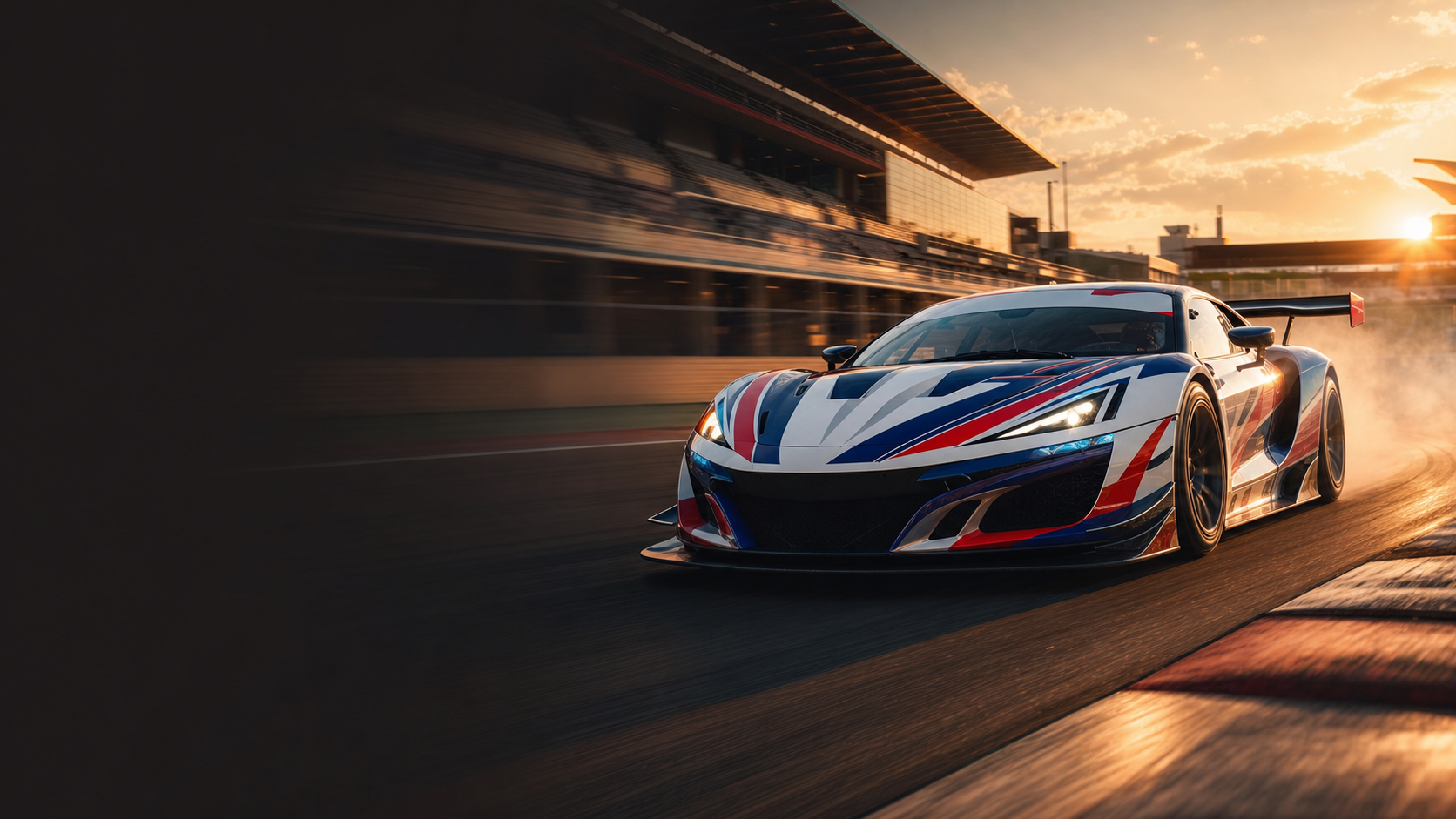 GT race car with high-impact MAXDECAL-style printed motorsport graphics